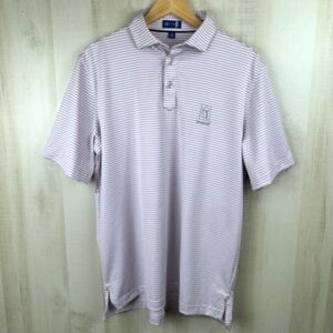 Stitch Men’s Performance Golf Polo Pink Gray White Stripes TPC Sugarloaf Medium